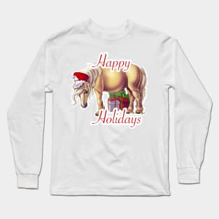 Happy Holidays Santa Pony Long Sleeve T-Shirt